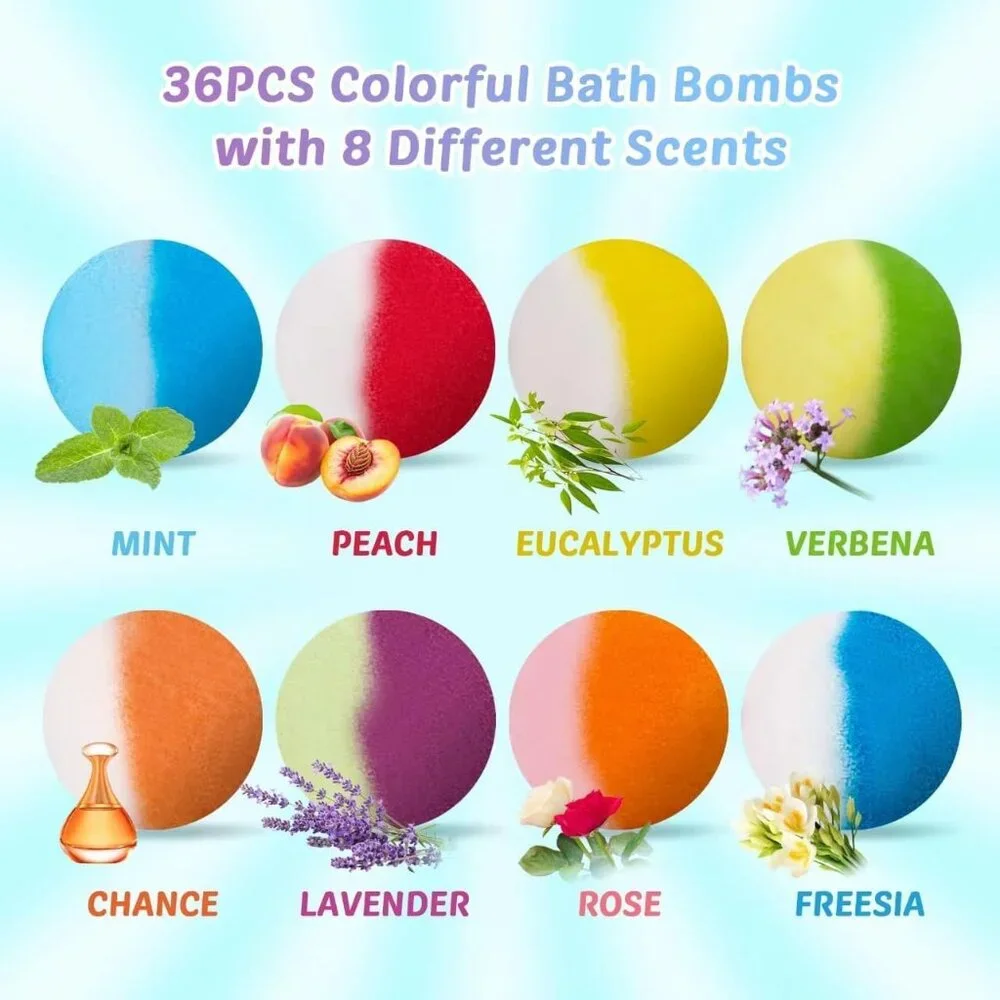 Bath Bombs for Kids with Toy Inside, 36 Pcs Bath Bombs with Glow in The Dark Din